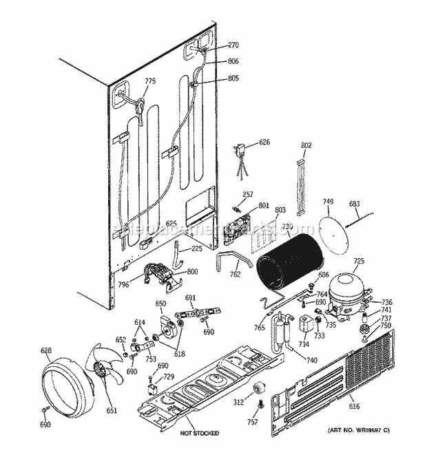 GE PCG23NGSAFBB Refrigerator Sealed System & Mother Board Diagram