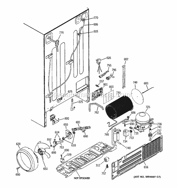 GE PCK23NHSBFWW Refrigerator Sealed System & Mother Board Diagram