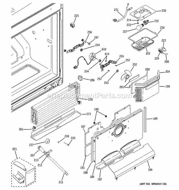 GE PDCE1NBWADBB Bottom Mount Refrigerator Freezer Section Diagram