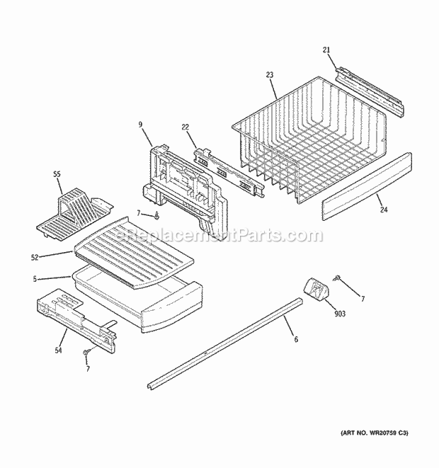 GE PDCE1NBZHDSS Freezer Shelves Diagram