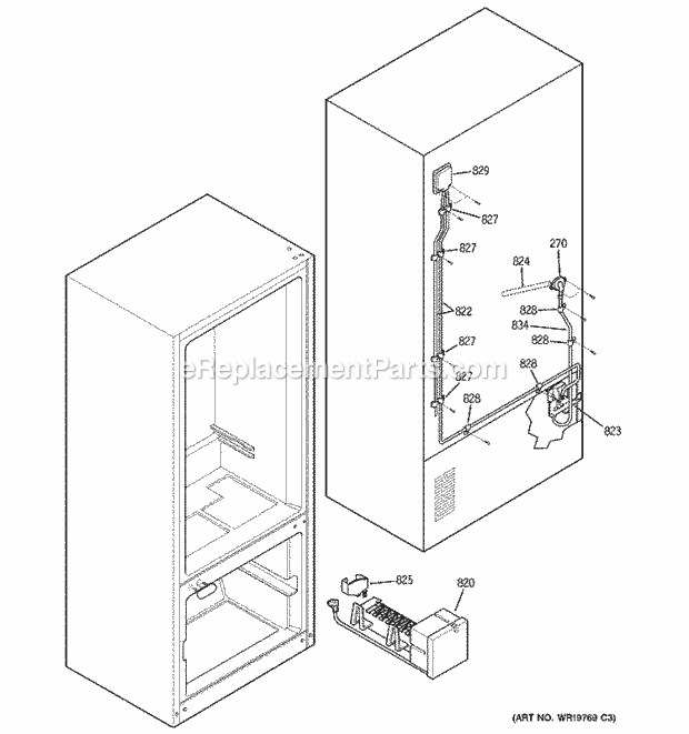 GE PDF22MCRABB Refrigerator Water System Diagram