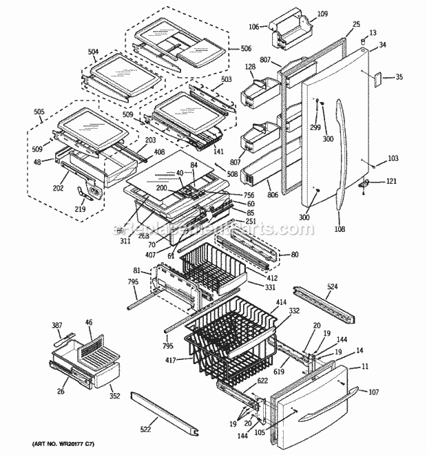 GE PDF22MFWBWW Doors Diagram