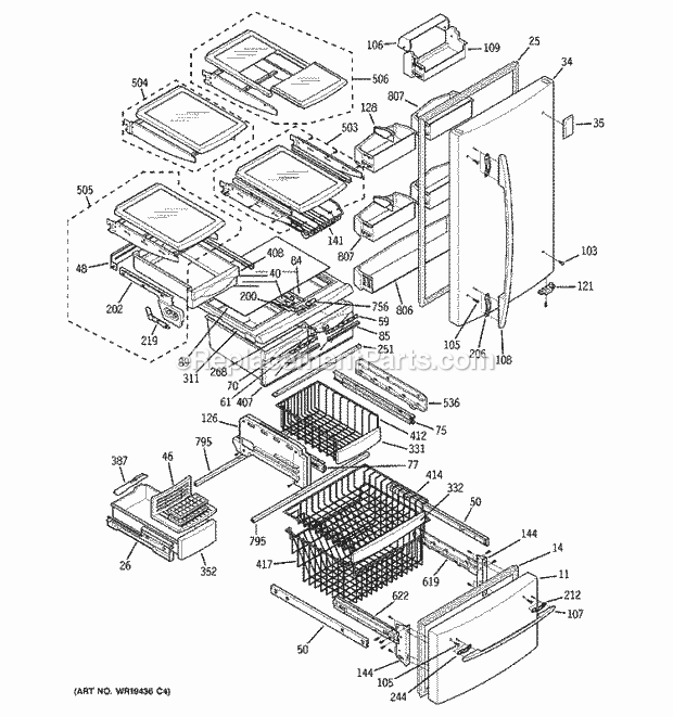 GE PDS20MCPABB Refrigerator Doors & Shelves Diagram