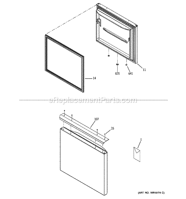 GE PDS22SBNBS Mfg Number Ppds22sbns0, Ref - Bottom Mounts Door Assemblies Diagram