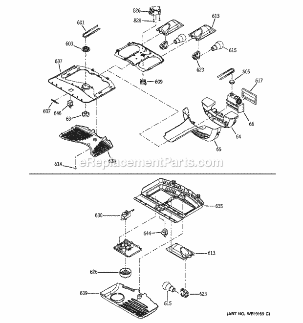 GE PDS22SBNBS Mfg Number Ppds22sbns0, Ref - Bottom Mounts Light Switch Assemblies Diagram