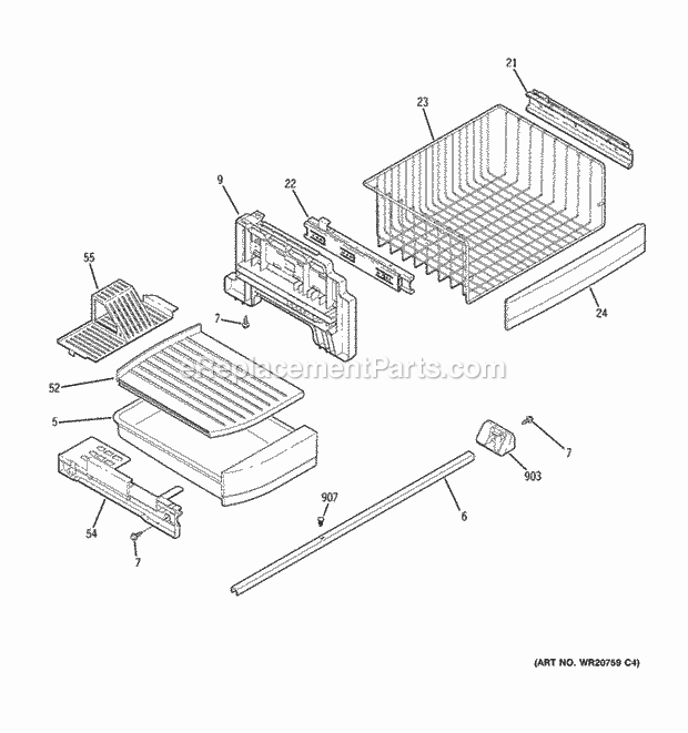 GE PDSE5NBZHDSS Freezer Shelves Diagram