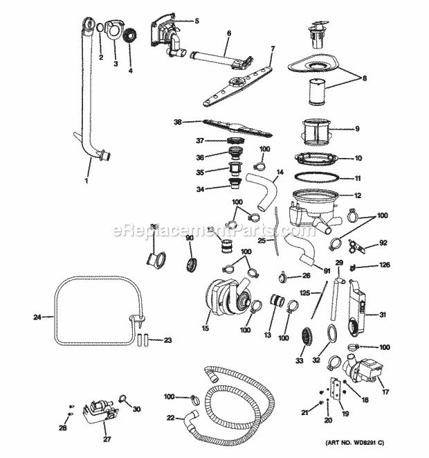 GE PDW1860N00SS Motor-Pump Mechanism Diagram