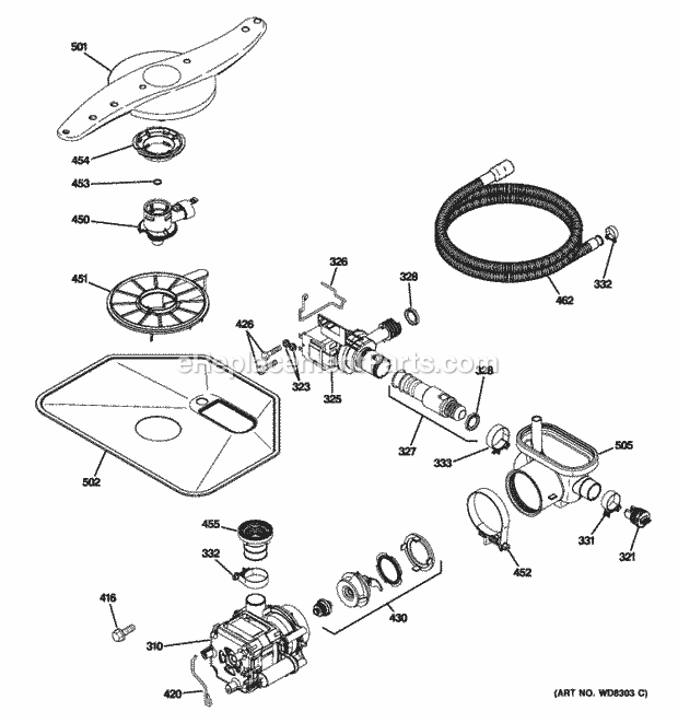 GE PDWF788P10SS Motor-Pump Mechanism Diagram