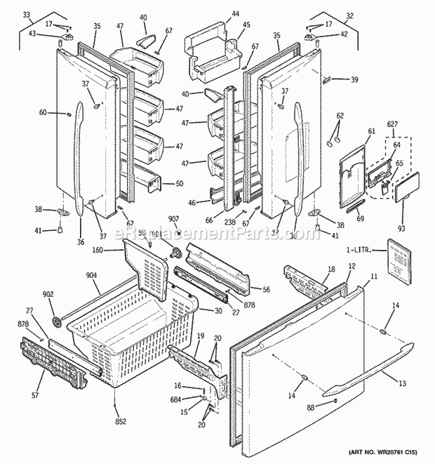 GE PFCA1NJZHDSS Doors Diagram