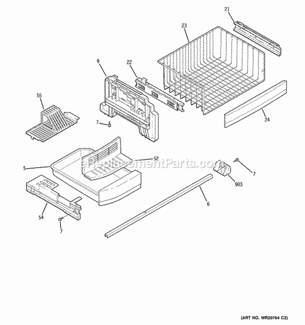 GE PFCA1NJZHDSS Freezer Shelves Diagram