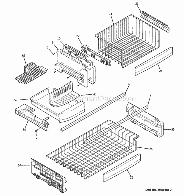 GE PFIC1NFYAWV Freezer Shelves Diagram