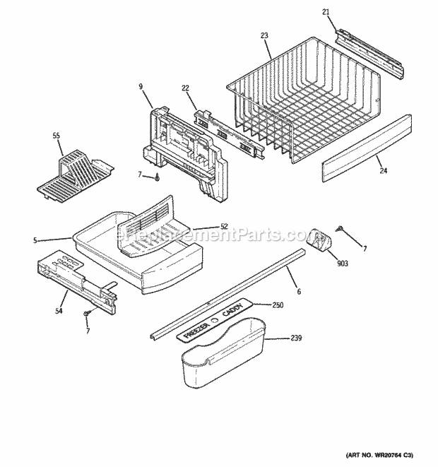 GE PFIC1NFZBWV Freezer Shelves Diagram