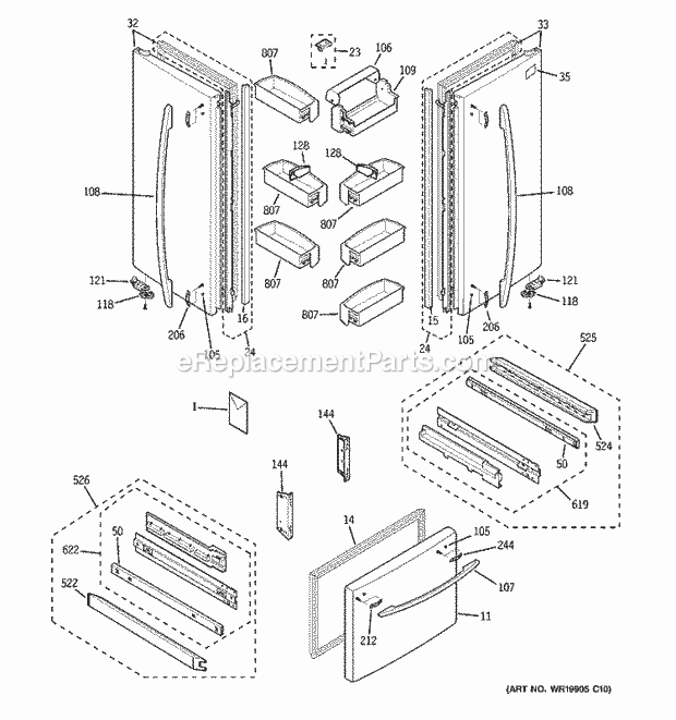 GE PFS22MBSAWW Refrigerator Doors Diagram