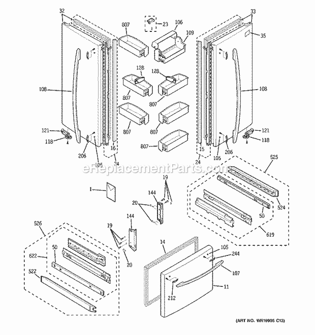 GE PFS22MISBWW Refrigerator Doors Diagram