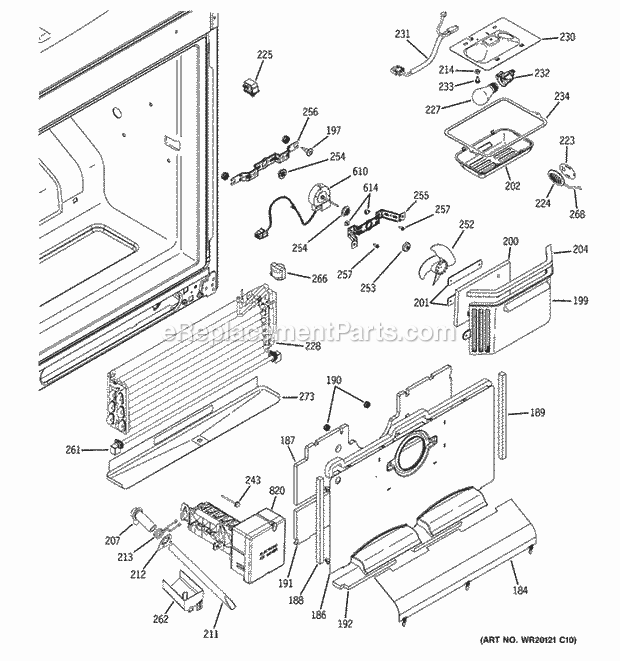 GE PFSF5NJWABB Bottom Mount Refrigerator Freezer Section Diagram