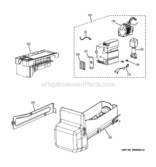 GE PFSF6PKWBBB Ice Maker & Dispenser Diagram