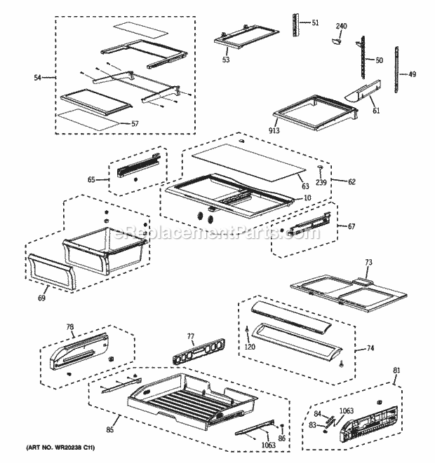 GE PFSS6PKXGSS Fresh Ood Shelves Diagram