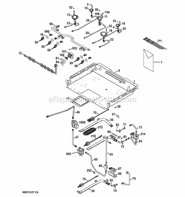 GE PGB995DET1BB Gas & Burner Parts Diagram