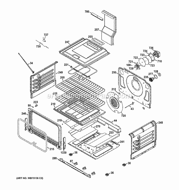 GE PGB995DET1BB Lower Oven Diagram