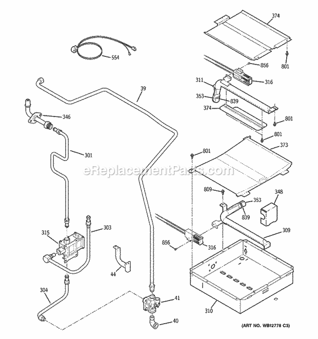 GE PGS908DEP3BB Gas & Burner Parts Diagram