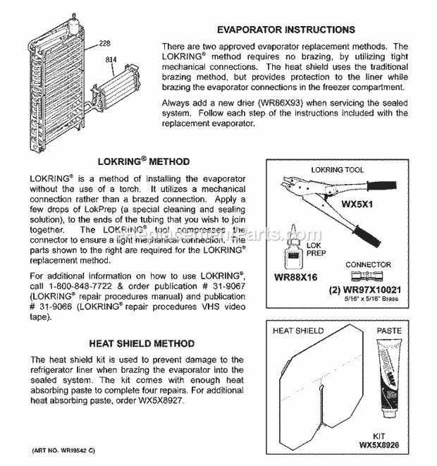 GE PJE25PGTEFKB Refrigerator T Series Evaporator Instructions Diagram