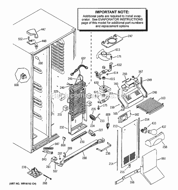 GE PSC23MGMAWW Refrigerator Freezer Section Diagram