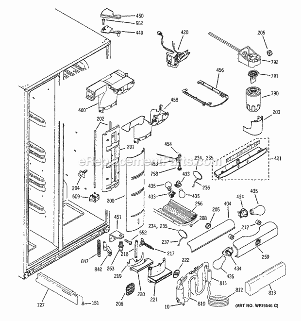 GE PSC23MGSABB Refrigerator Fresh Food Section Diagram