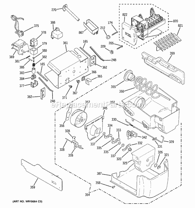 GE PSC23MGSABB Refrigerator Ice Maker & Dispenser Diagram