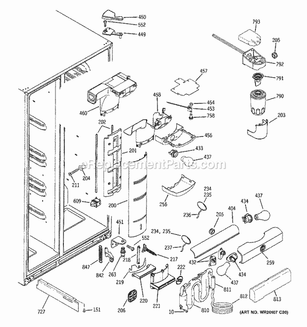 GE PSC23MSWCSS Refrigerator W Series Fresh Food Section Diagram