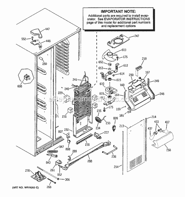 GE PSC23NGPABB Refrigerator Freezer Section Diagram