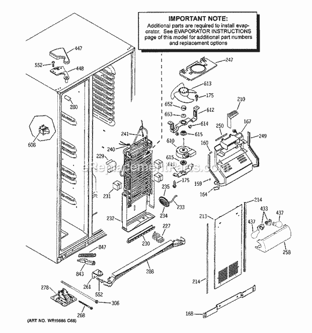 GE PSC23NSTDSS Refrigerator Freezer Section Diagram