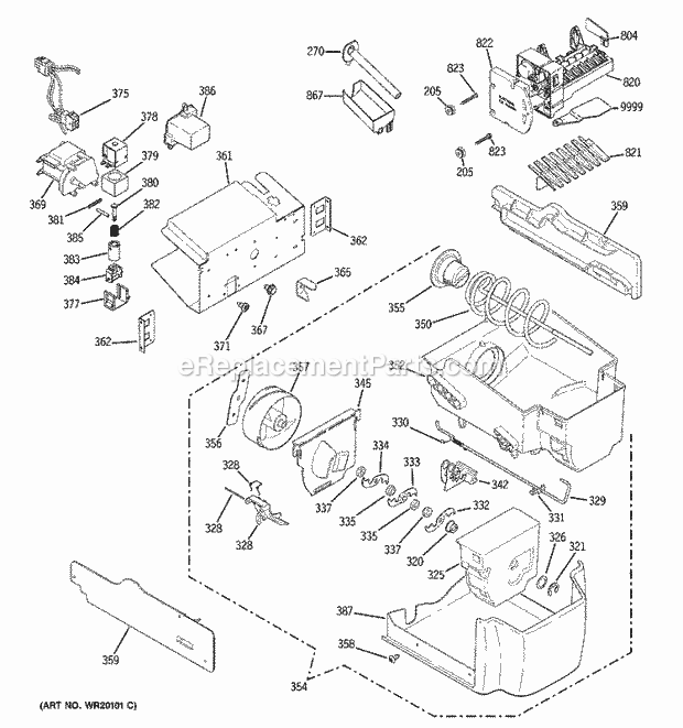 GE PSC23NSWASS Refrigerator Ice Maker & Dipsenser Diagram