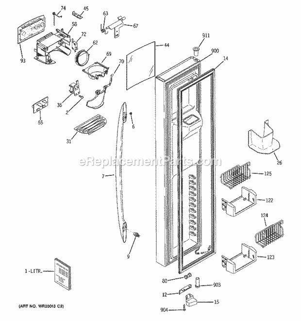 GE PSC23NSWCSS Refrigerator W Series Freezer Door Diagram