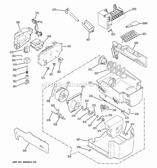 GE PSC23NSWCSS Refrigerator W Series Ice Maker & Dispenser Diagram