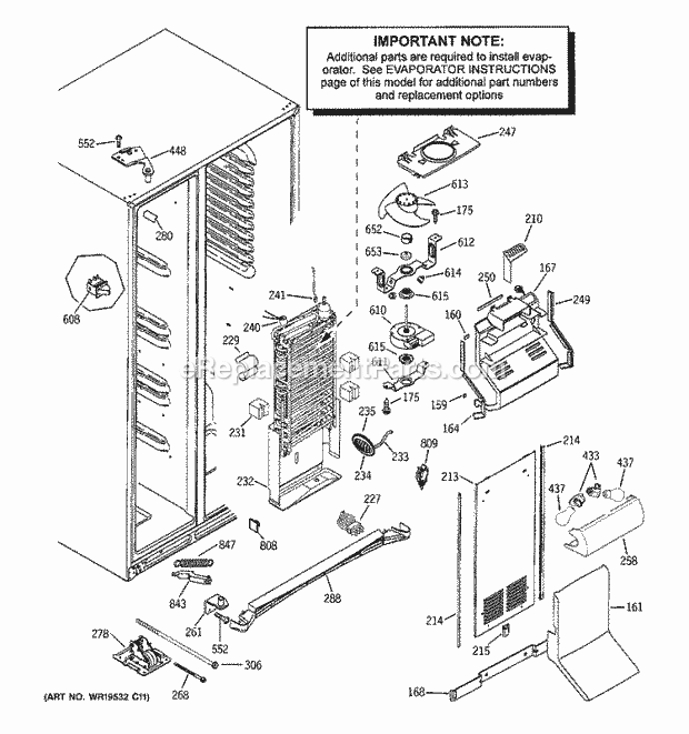 GE PSC25MGSBWW Refrigerator Freezer Section Diagram