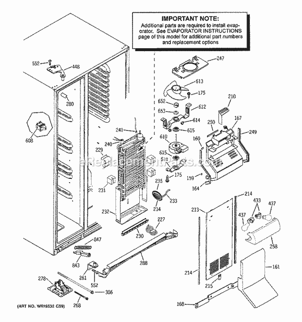 GE PSC25MSWCSS Refrigerator W Series Freezer Section Diagram