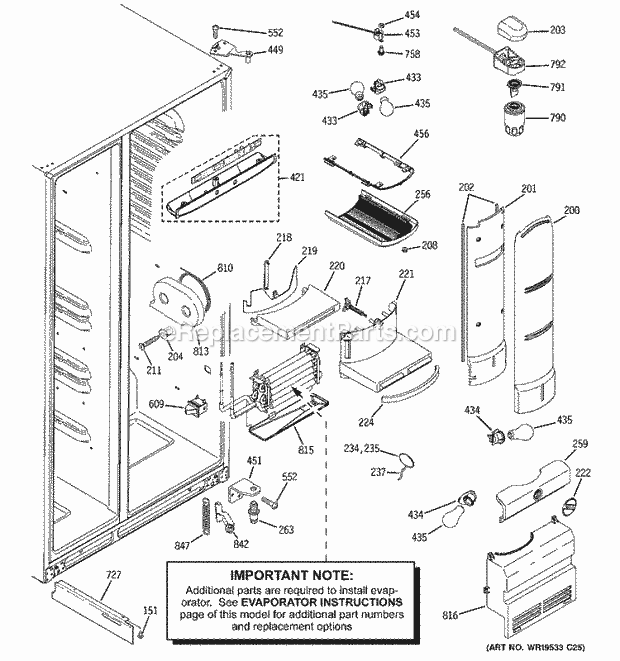 GE PSC25PSTBSS Refrigerator Fresh Food Section Diagram