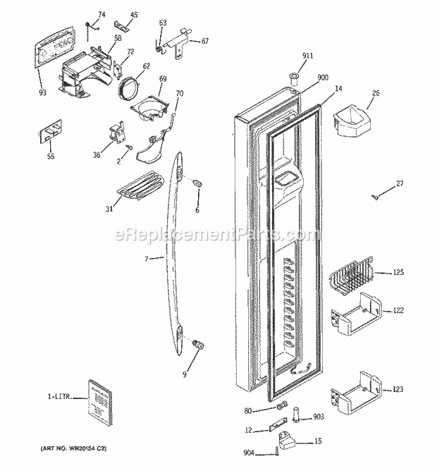 GE PSC25PSWASS Refrigerator W Series Freezer Door Diagram