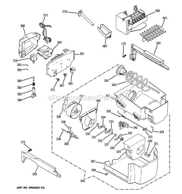 GE PSCF5RGXAFBB Ice Maker & Dispenser Diagram