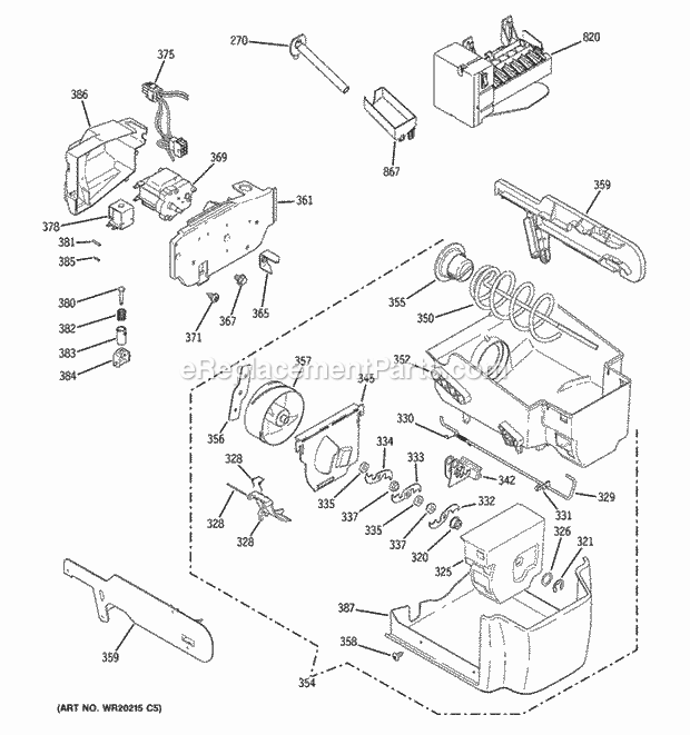 GE PSCS5RGXCFSS Ice Maker & Dispenser Diagram