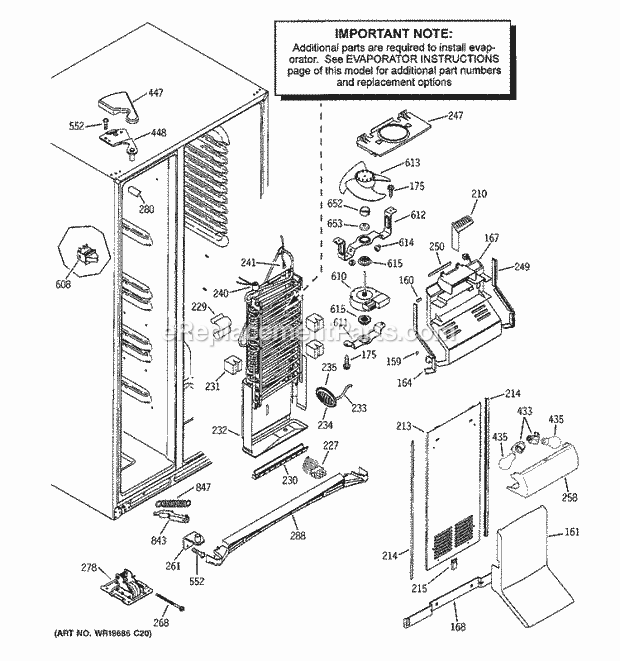 GE PSE27NHWACSS Refrigerator W Series Freezer Section Diagram