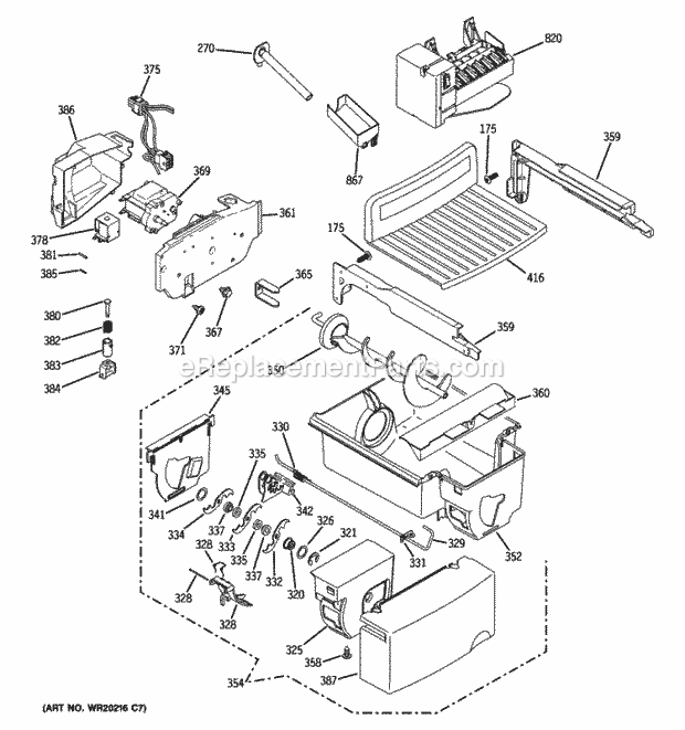 GE PSE27VGXAFBB Ice Maker & Dispenser Diagram