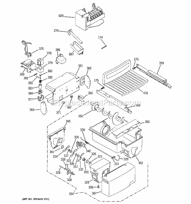 GE PSE29NHTCCSS Refrigerator Ice Maker & Dispenser Diagram