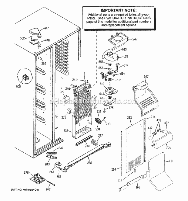 GE PSF23MGWAWW Refrigerator W Series Freezer Section Diagram