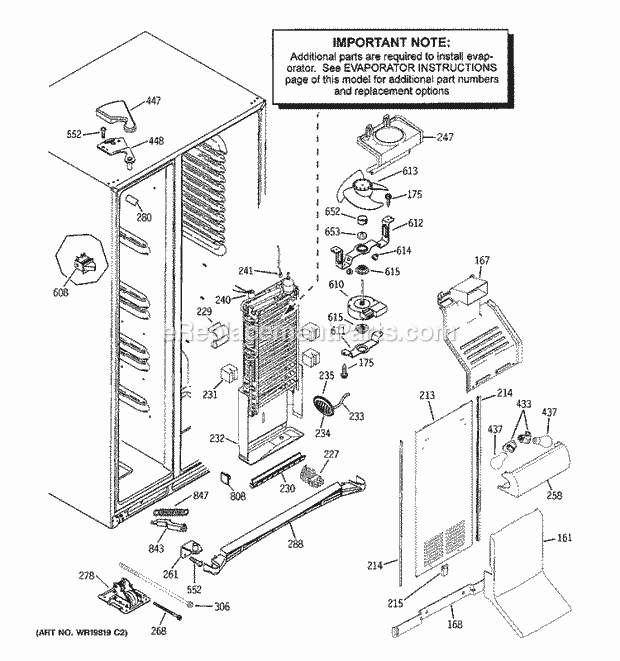 GE PSF23NGSABB Refrigerator Freezer Section Diagram