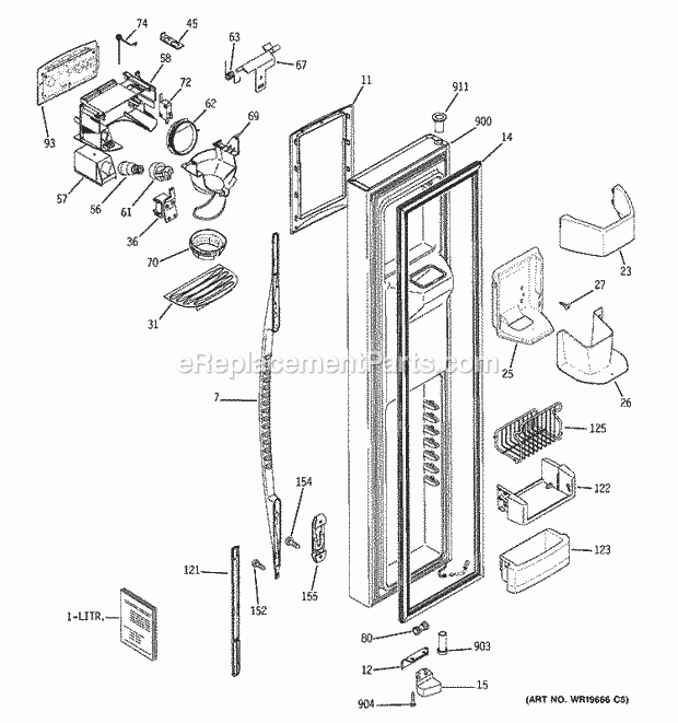 GE PSF26MGSABB Refrigerator Freezer Door Diagram