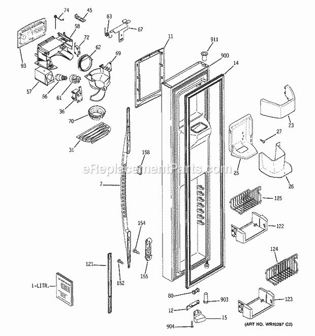 GE PSF26NGPACC Refrigerator Freezer Door Diagram