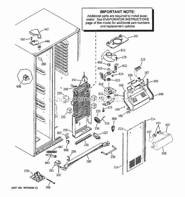 GE PSF26NGPACC Refrigerator Freezer Section Diagram