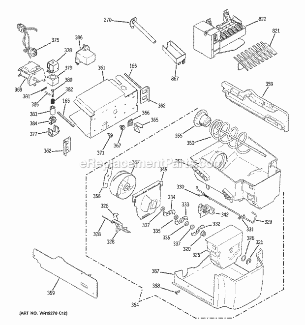 GE PSF26PGSCWS Refrigerator Ice Maker & Dispenser Diagram