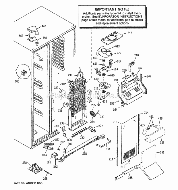 GE PSG25NGMHCWW Refrigerator Freezer Section Diagram